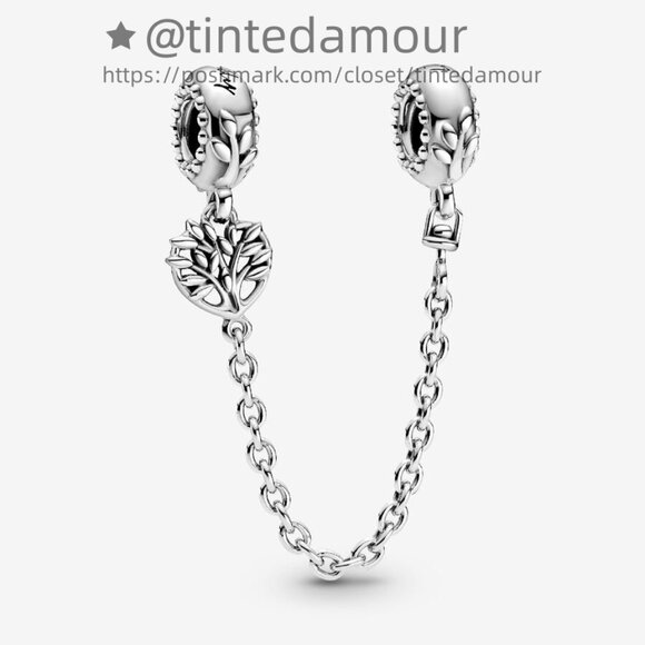 Pandora Heart Family Tree Safety Chain Charm - Picture 1 of 2
